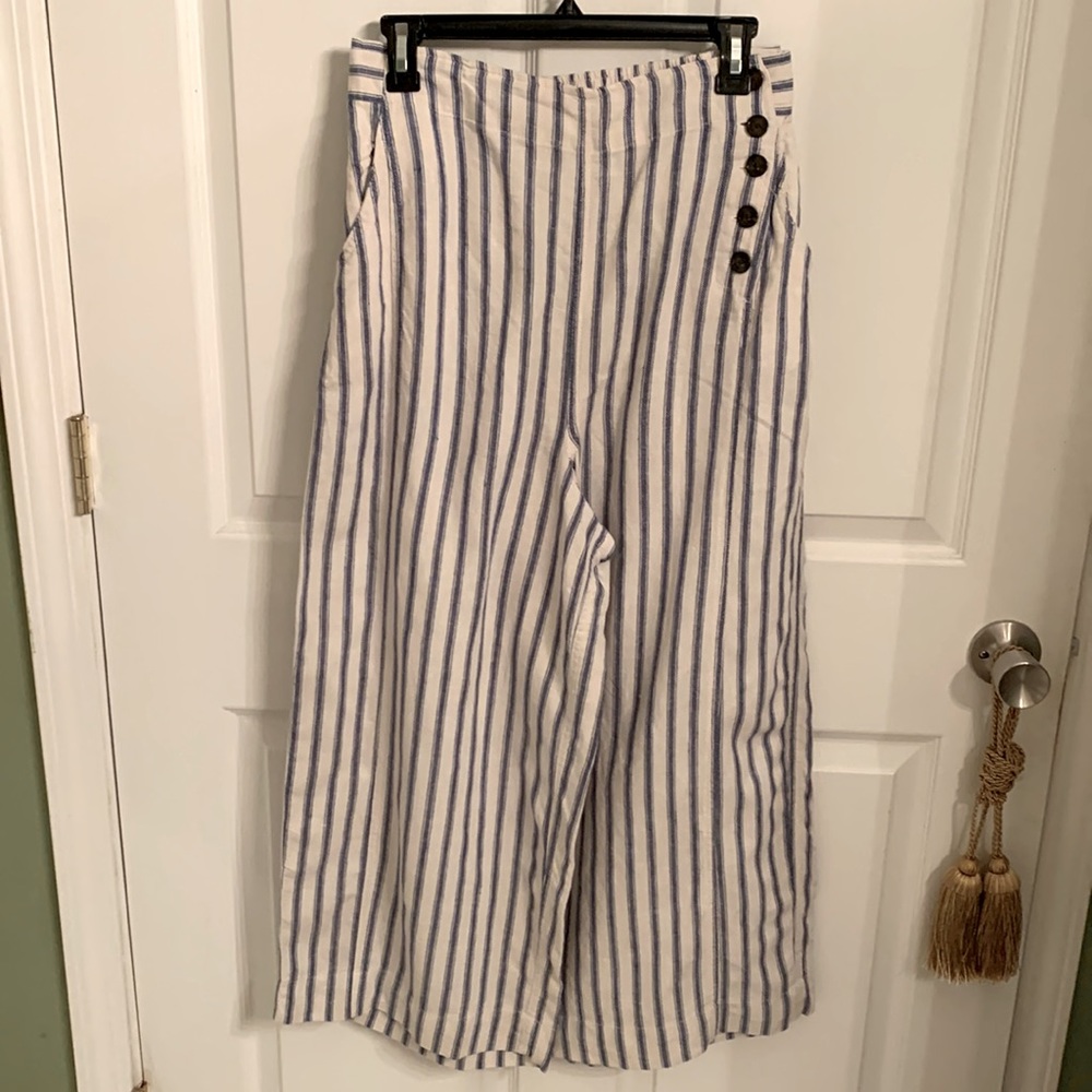 Tahari linen wide leg pants